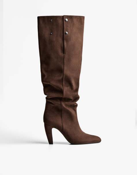 Bershka - Bottes amples à talons - Marron - view 1