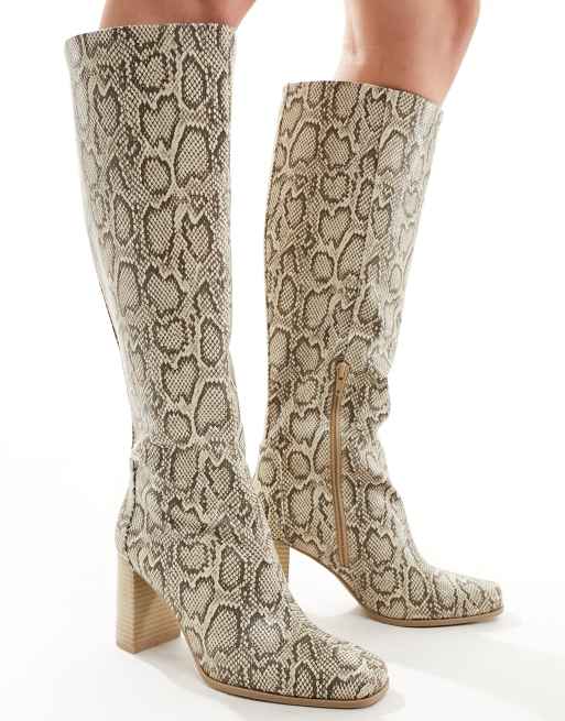 Bershka - Bottes hauteur genou effet peau de serpent, 3 de 4