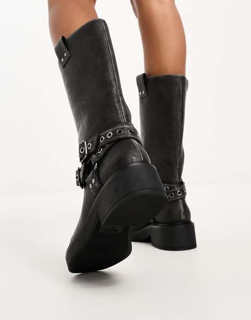 Bershka Bottes mi hautes boucles Noir