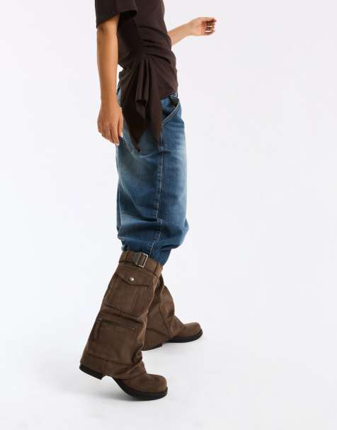 Bershka - Bottes plates à poches - Marron - view 1