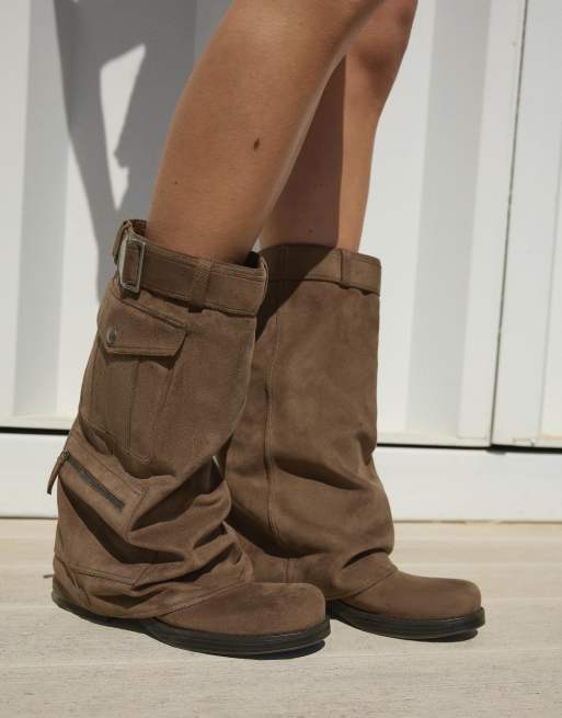 Bershka - Bottes plates à poches - Marron, 7 de 7