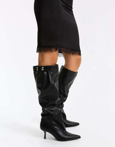 Bershka - Bottes souples à talon ajustable - Noir - view 1