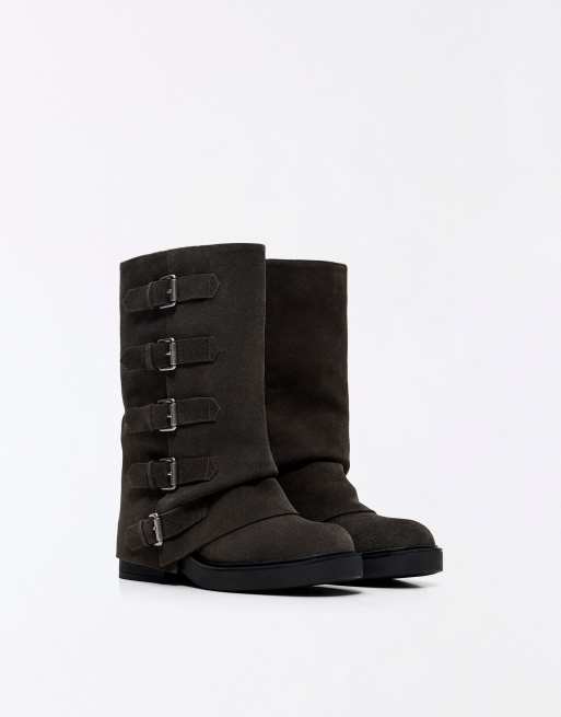 Bershka bottines à boucles en cuir noir, 2 de 5