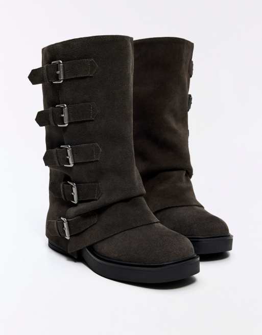 Bershka bottines à boucles en cuir noir, 4 de 5