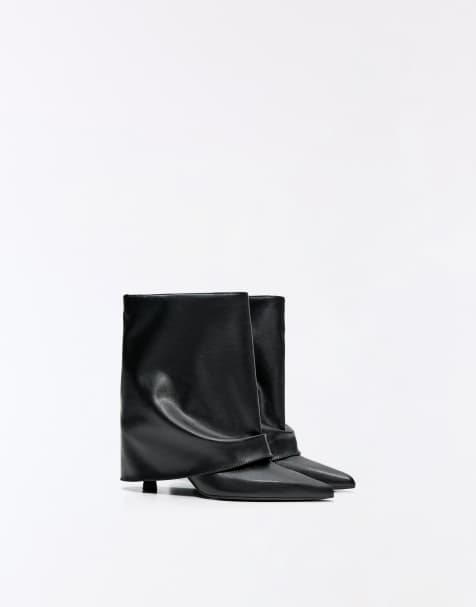 Bershka bottines à bout de pantalon noires - view 1