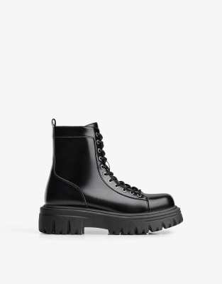Bershka - Bottines à lacets - Noir