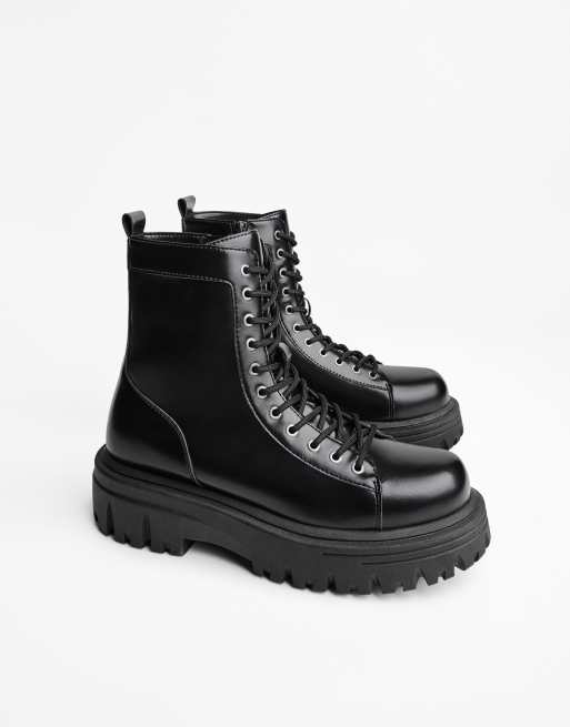Bershka Bottines à lacets Noir ASOS