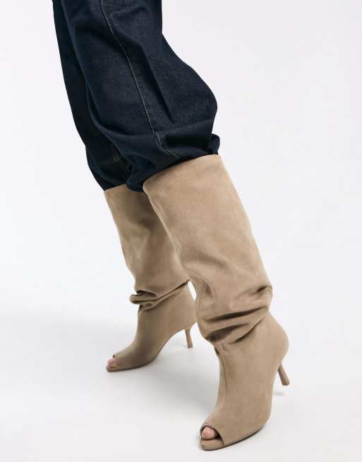 Bershka - Bottines à petit talon et bout ouvert - Beige, 3 de 4