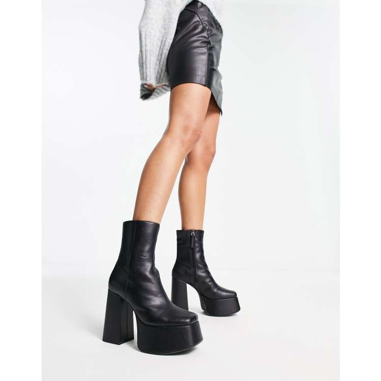 Bershka Bottines plateforme et talon Noir ASOS