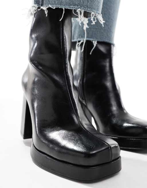 Bershka Bottines a talon et semelle plateforme Noir