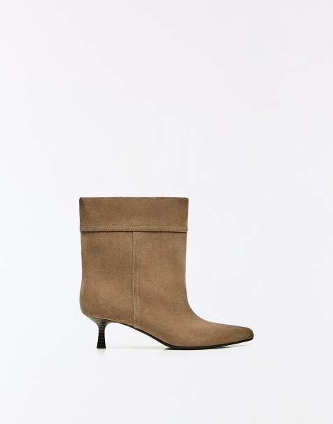 Bershka bottines à talon rabattables marron - view 1