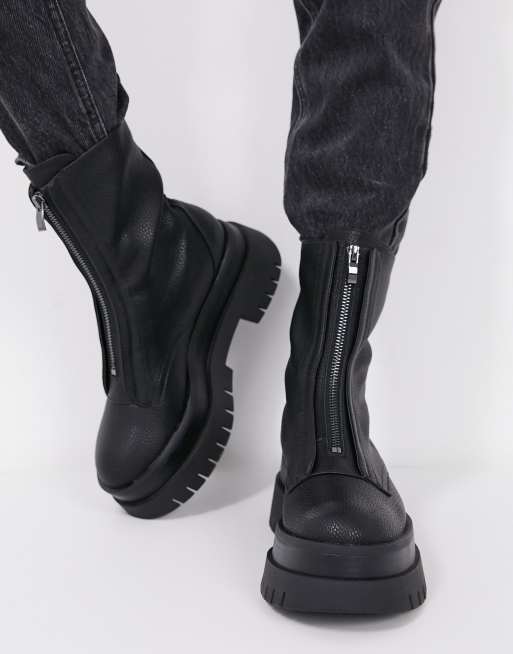 Bershka Bottines Chelsea talon avec fermeture clair sur le dessus Noir