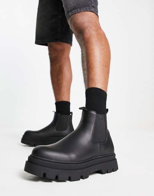 Bershka - Bottines Chelsea chunky - Noir