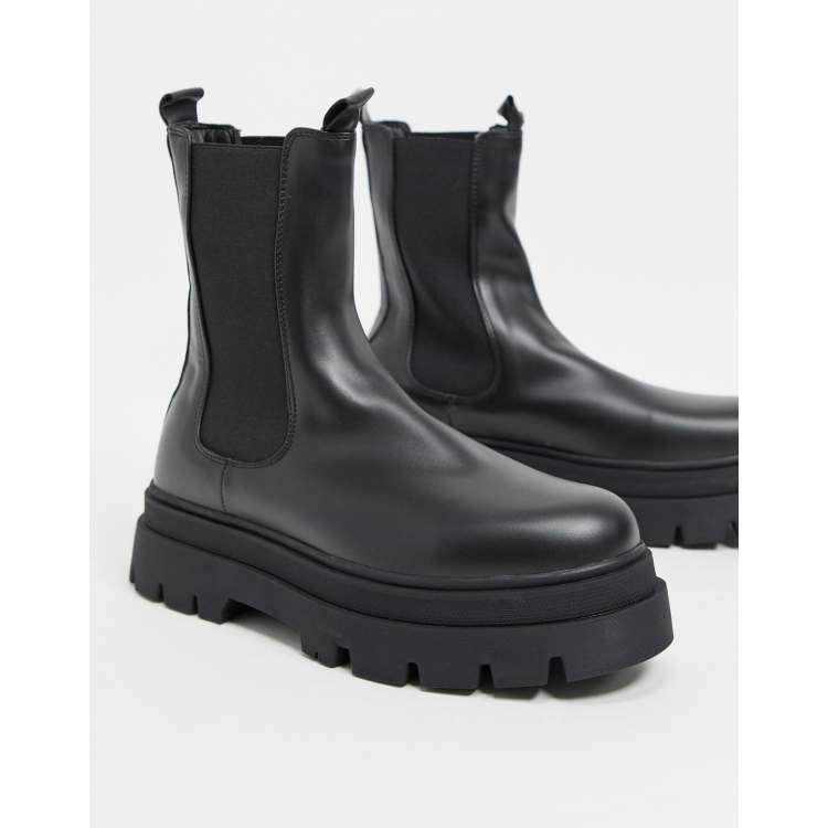 Bershka Bottines Chelsea chunky Noir ASOS