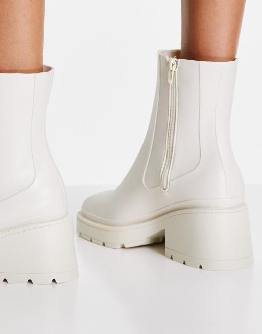 Bottines blanches bout carré hot sale