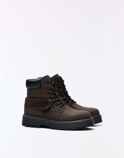 Bershka - Bottines style workwear à lacets - Marron, 2 de 5