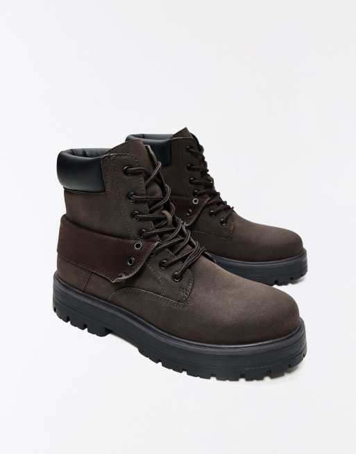 Bershka - Bottines style workwear à lacets - Marron, 3 de 5