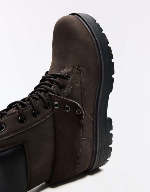 Bershka - Bottines style workwear à lacets - Marron, 4 de 5