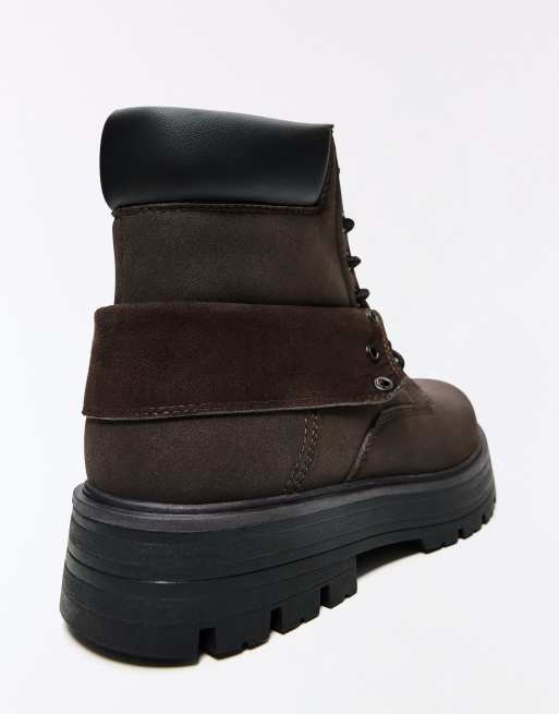 Bershka - Bottines style workwear à lacets - Marron, 5 de 5