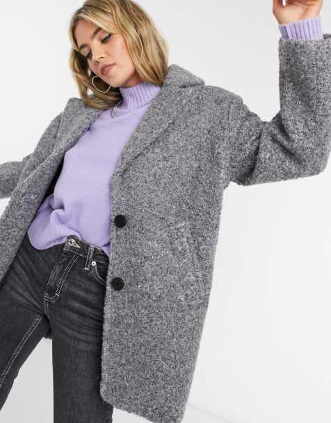 Bershka - Bouclé jas in grijs - view 1