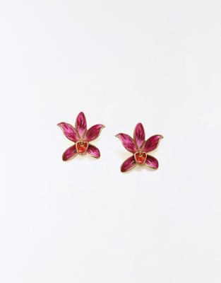 Bershka - Boucles d'oreilles fleurs - Rose
