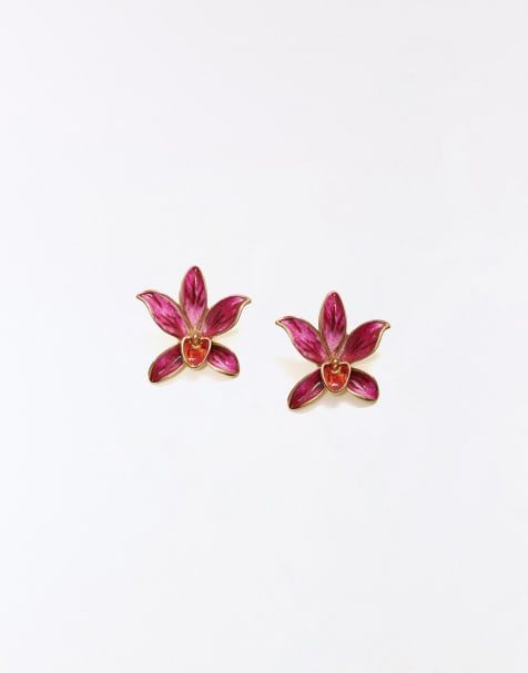 Bershka - Boucles d'oreilles fleurs - Rose - view 1
