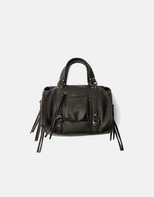 Bershka - Bowlingtasche in Schwarz im Used-Look mit Riemen