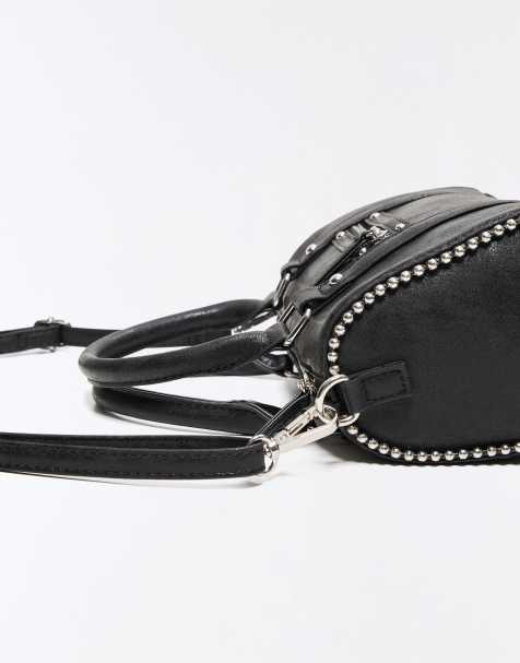 Bershka Bowlingtasche in schwarzer Wildlederoptik - view 1