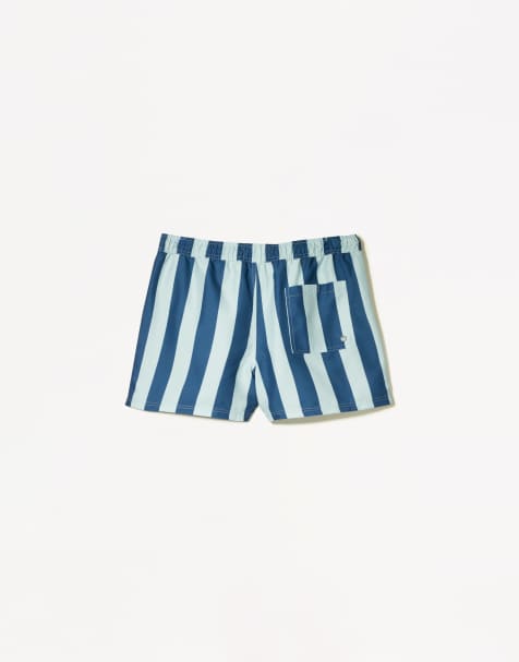 Bershka - Boxer aderenti da nuoto blu con stampa a righe - view 1