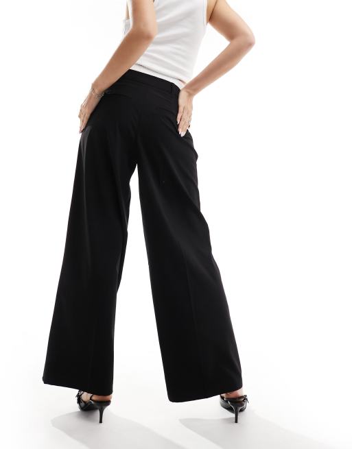 Bershka boxer waistband wide leg tailored pants in black, 2 of 5