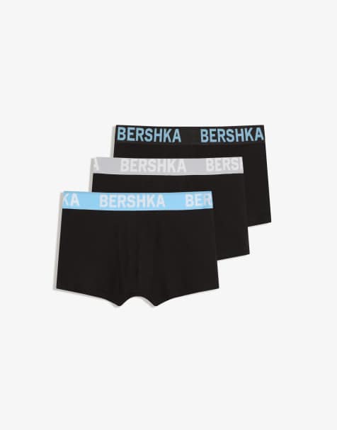 Bershka – Boxershorts mit bedrucktem Bund in Hellblau, 3er-Pack - view 1