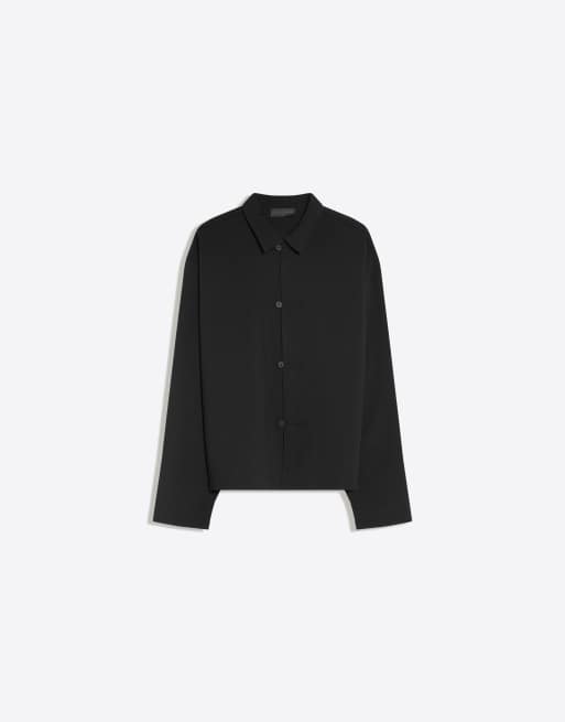 Bershka boxig skjorta med långa ärmar i svart, 5 av 6