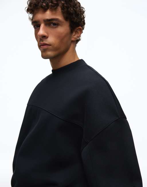 Bershka boxig sweatshirt med rund halsringning i blått, 2 av 6
