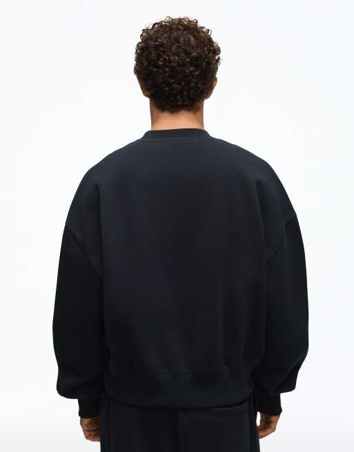 Bershka boxig sweatshirt med rund halsringning i blått, 3 av 6