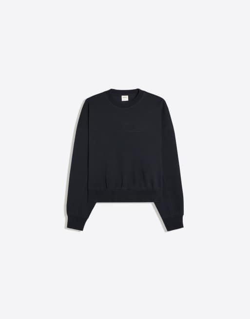 Bershka boxig sweatshirt med rund halsringning i blått, 5 av 6