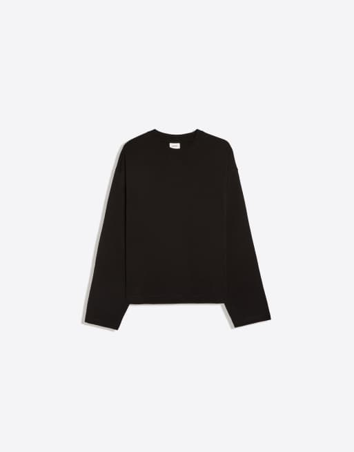Bershka boxig t-shirt med långa ärmar i svart, 5 av 5