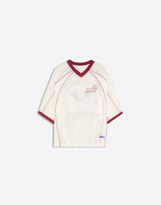 Bershka Boxy cropped mesh american horse t-shirt in ecru, 5 of 6