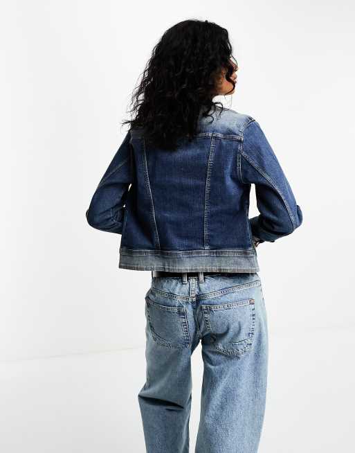 Bershka boxy denim jacket in dirty wash