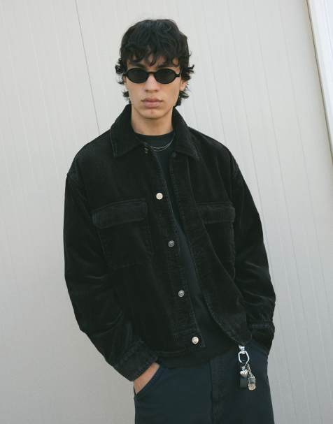 Bershka Boxy fit corduroy jacket in black - view 1