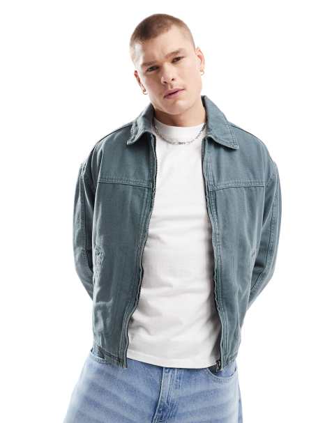 Bershka boxy fit denim washed jacket in grey - view 1