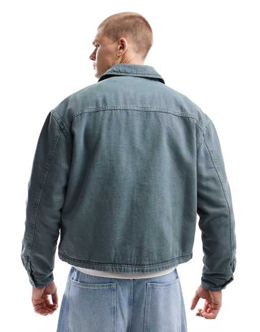 Bershka boxy fit denim washed jacket in grey | ASOS