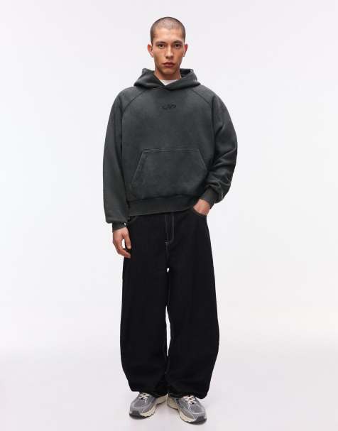 Bershka Boxy fit hoodie in black&white