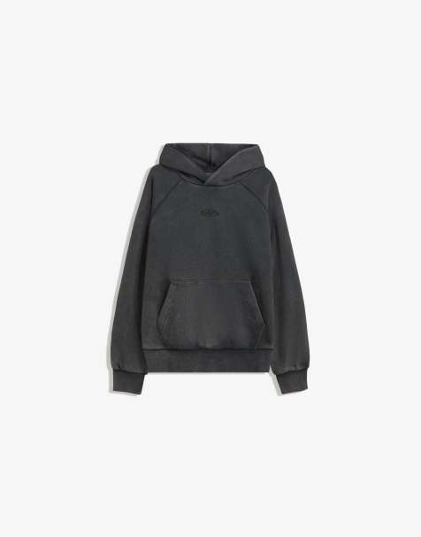 Bershka Boxy fit hoodie in black&white - view 1