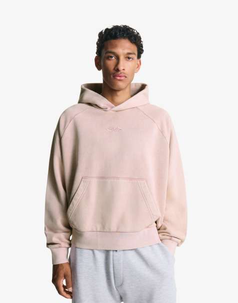 Bershka Boxy fit hoodie in washed pink - view 1