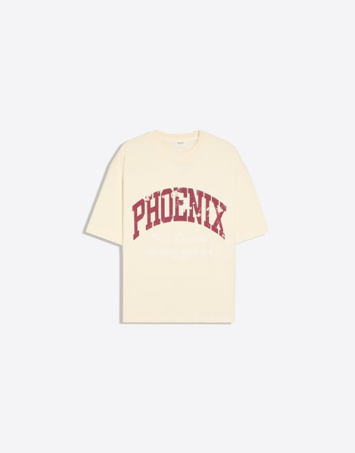 Bershka Boxy-Fit Phoenix T-Shirt in Ecru, 5 von 5