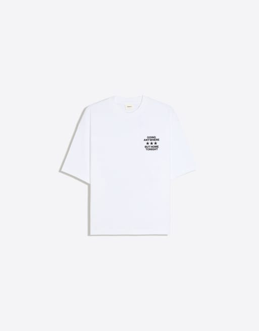 Bershka Boxy fit photo and text graphic t-shirt in white, 2 of 4