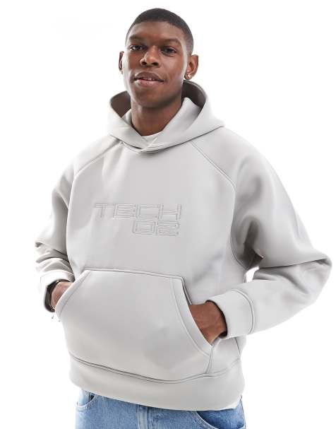 Bershka boxy fit premium hoodie in gray - view 1