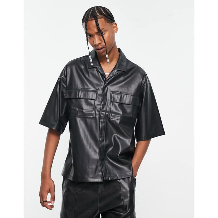 Bershka shop leather shirt