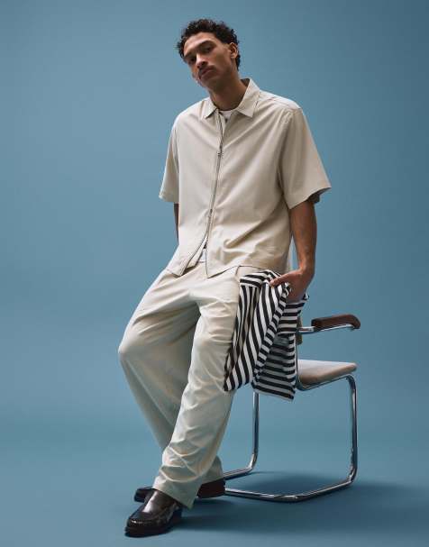 Bershka boxy fit set in beige - view 1