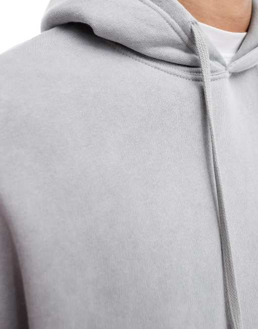 Bershka boxy fit washed hoodie in light grey | ASOS